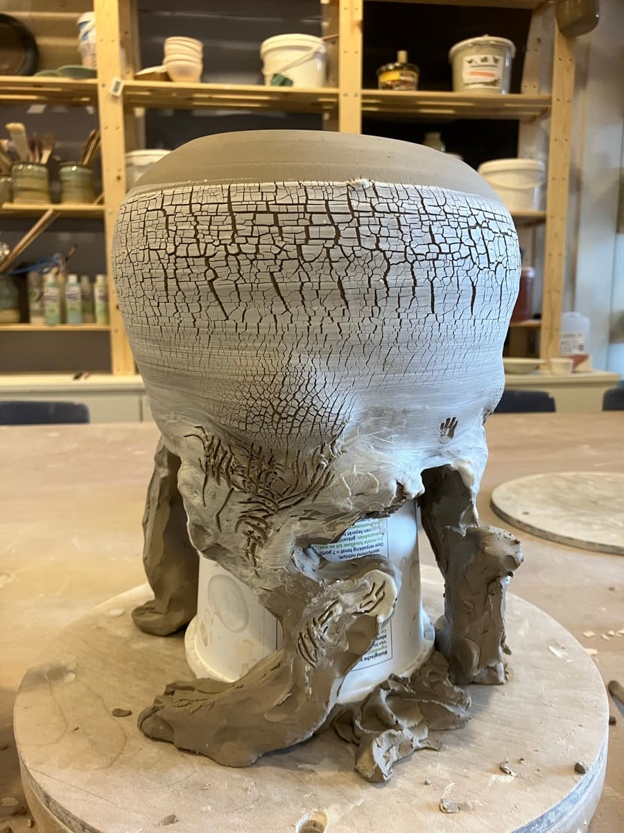 Craquelé stuk in het atelier